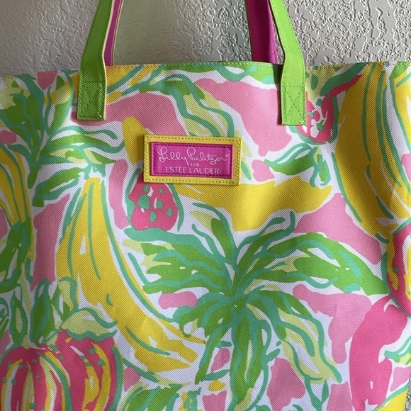 Lilly Pulitzer x Estée Lauder Canvas Tote Bag Banana Print - Picture 2 of 7